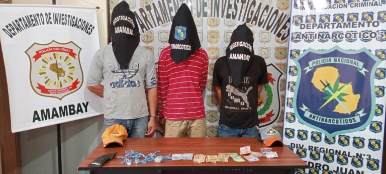 Tres detenidos con cocaína tipo crack durante operativo en Pedro Juan Caballero