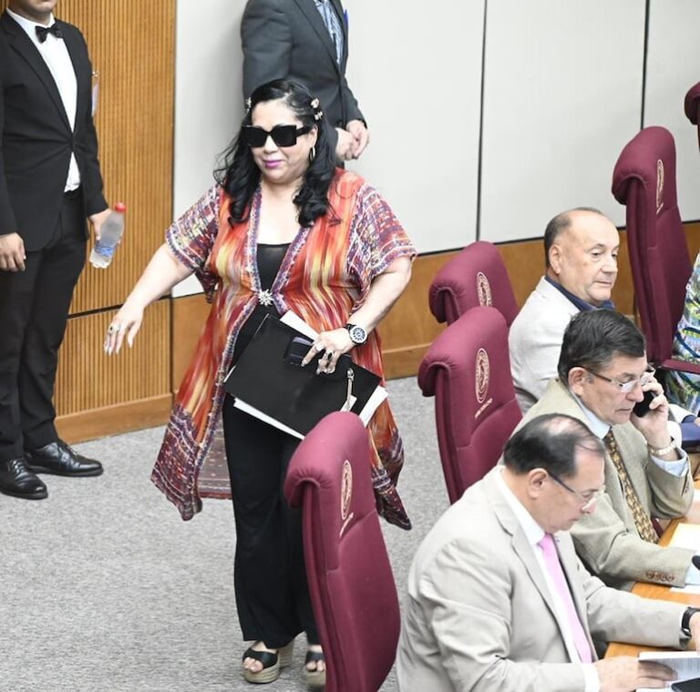 Senado expulsa a Yamy Nal con gesto provocador.
