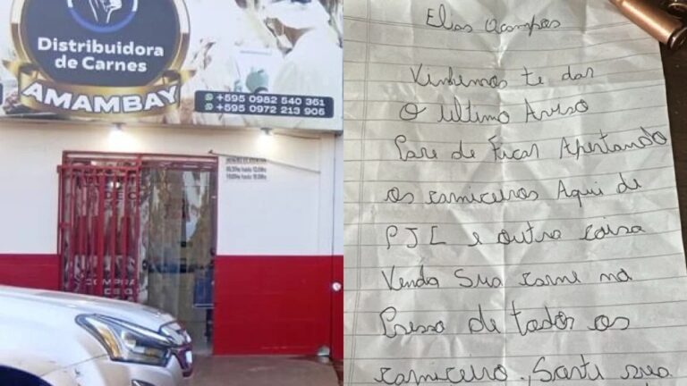 Dejan carta con balas a carnicero por el precio de carne.