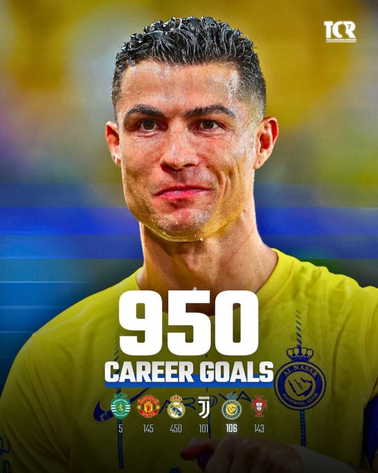 Cristiano Ronaldo alcanza los 950 goles – Noticias de Fútbol Internacional.