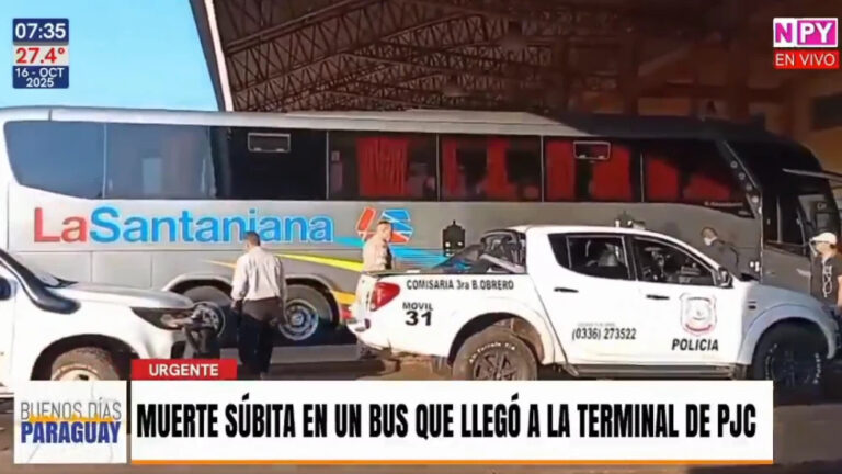 Pasajero fallece al llegar a la Terminal de Ómnibus de Pedro Juan Caballero.