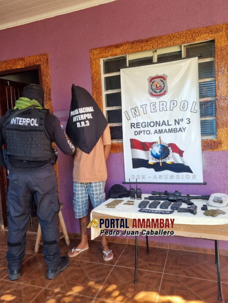 Operativo en Capitán Bado: Interpol Amambay decomisa fusil de guerra y drogas