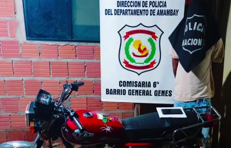 Detienen a joven acusado de robar motocicleta en Pedro Juan Caballero.