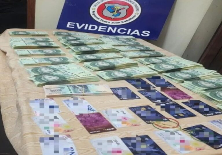 Confiscan casi G. 200 millones y 30 tarjetas de débito en Pedro Juan.