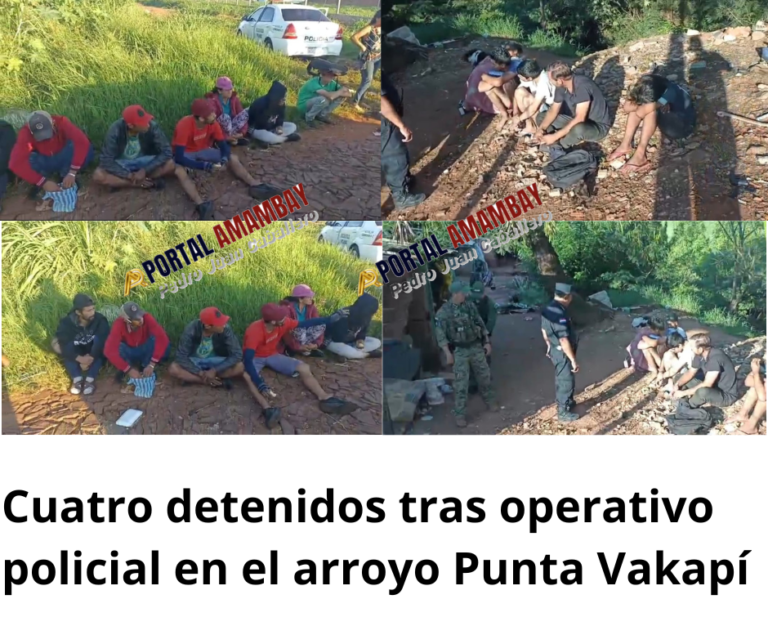Cuatro detenidos tras operativo policial en el arroyo Punta Vakapí