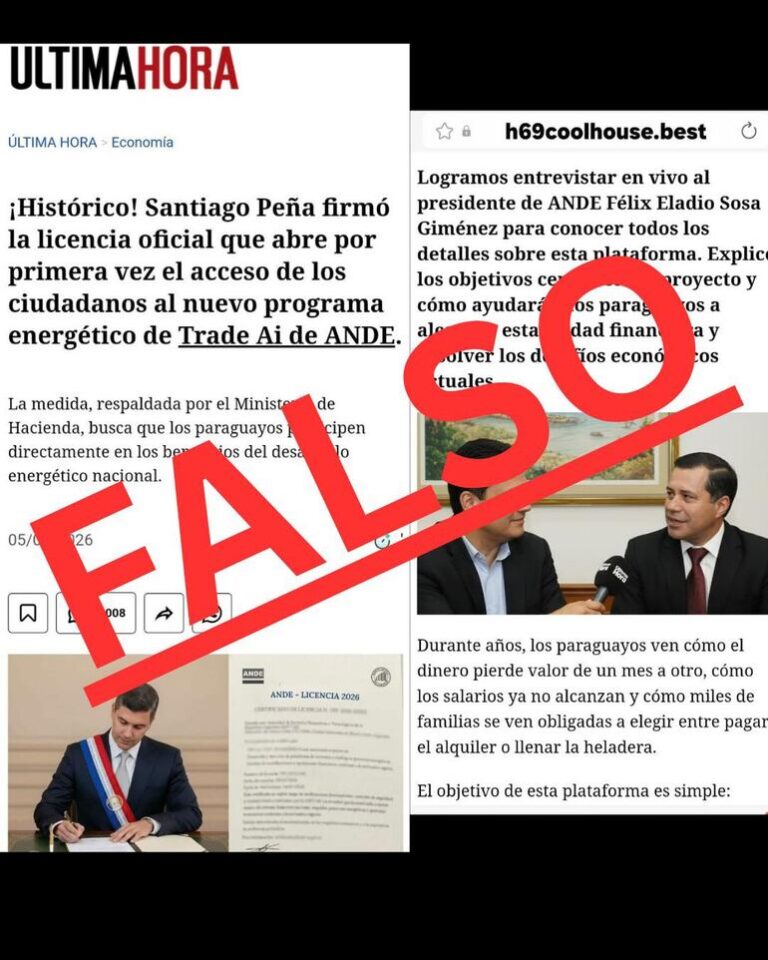 ANDE desmiente falsedad sobre programa energético Trade AI en redes sociales