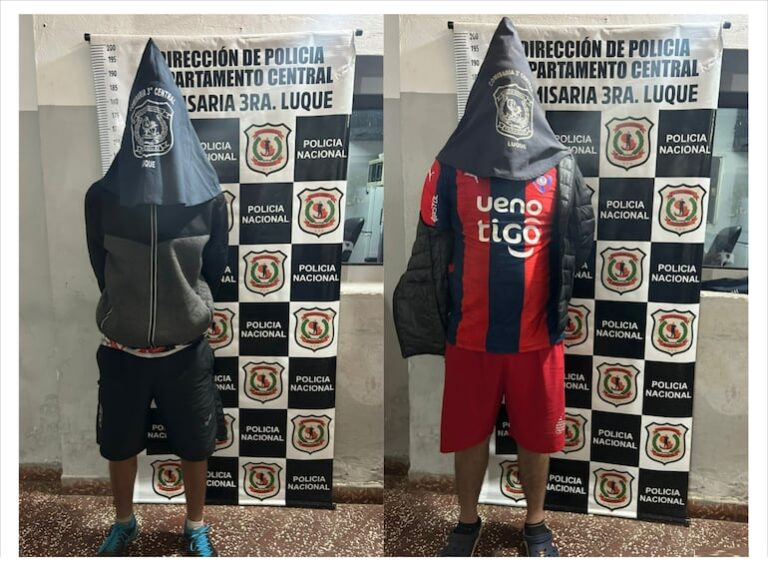 Aprehenden a dos jóvenes con réplica de arma en Luque por despojos
