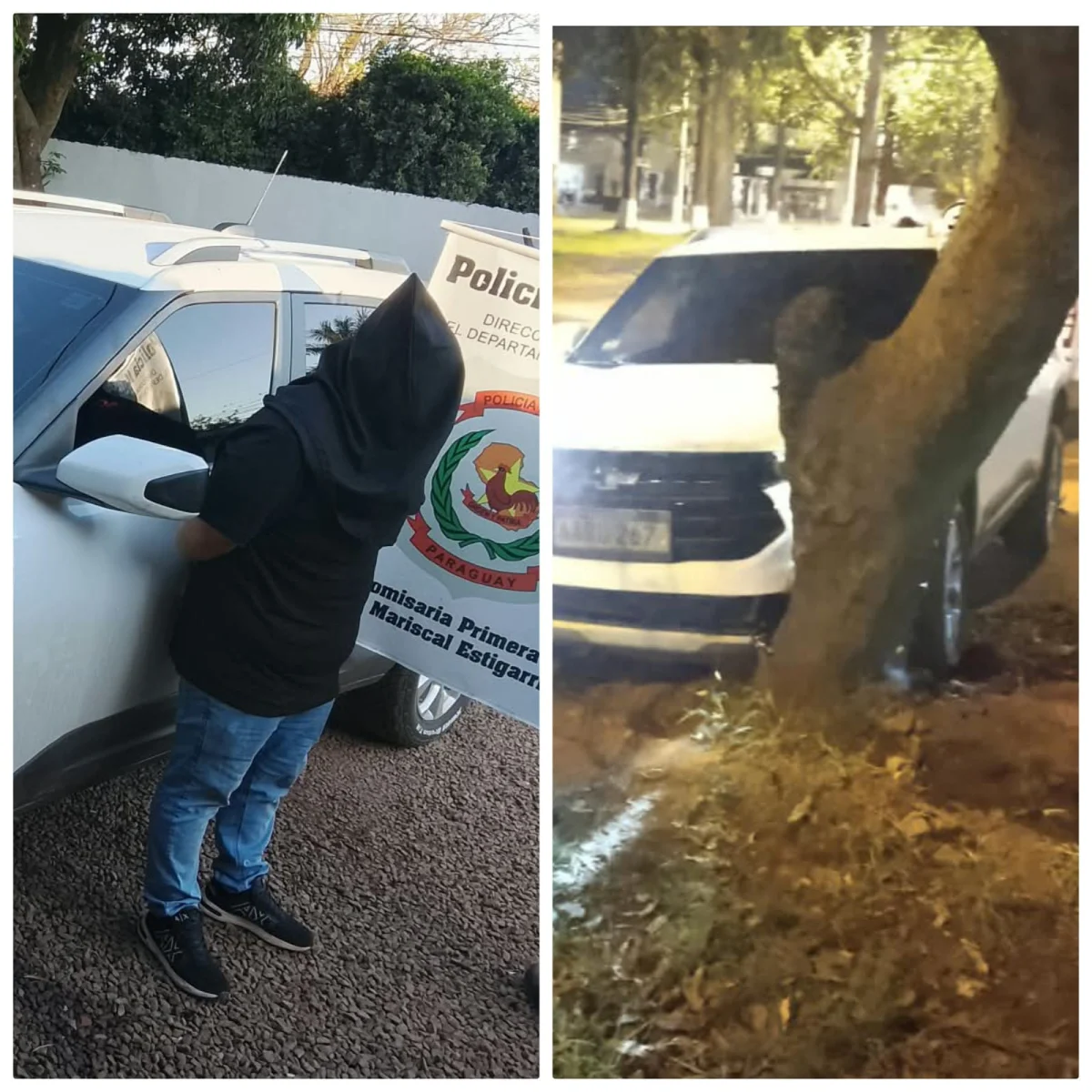 Conductor aprehendido tras chocar camioneta contra árbol en PJC